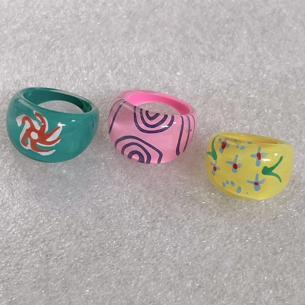 Girl’s Colorful Abstract Rings (3-pack) - Picture 1 of 3